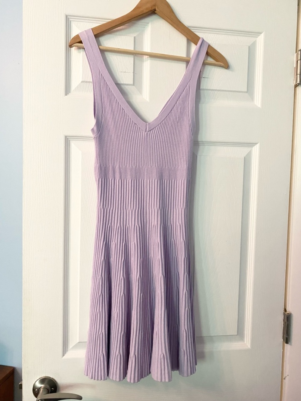 Express Lavender Ribbed V-Neck Dress - Picture 6 of 8